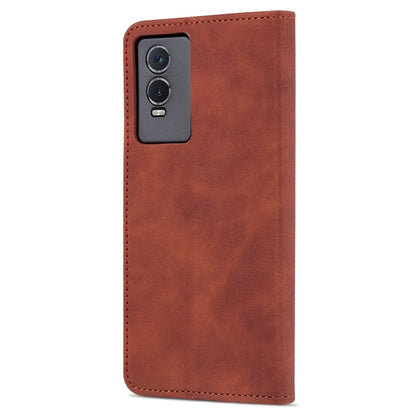 For vivo Y76s 5G / Y74s AZNS Skin Feel Calf Texture Horizontal Flip Leather Phone Case(Brown)