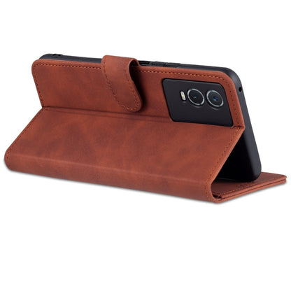 For vivo Y76s 5G / Y74s AZNS Skin Feel Calf Texture Horizontal Flip Leather Phone Case(Brown)