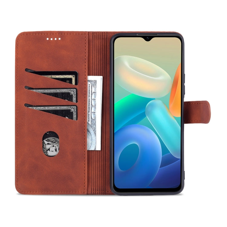 For vivo Y76s 5G / Y74s AZNS Skin Feel Calf Texture Horizontal Flip Leather Phone Case(Brown)