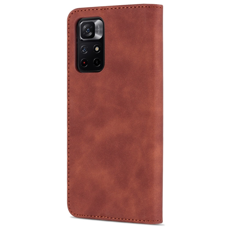 For Xiaomi Redmi Note 11 Pro Foreign Version AZNS Skin Feel Calf Texture Horizontal Flip Leather Phone Case(Brown)