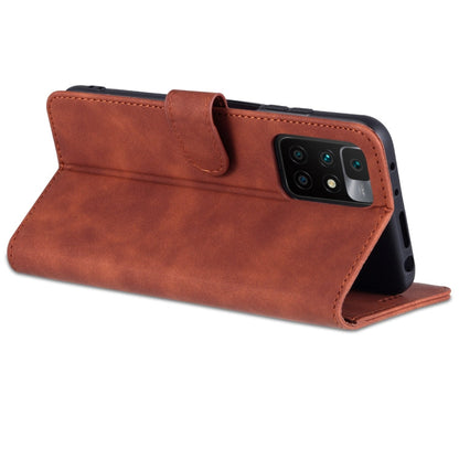 For Xiaomi Redmi Note 11 Pro Foreign Version AZNS Skin Feel Calf Texture Horizontal Flip Leather Phone Case(Brown)
