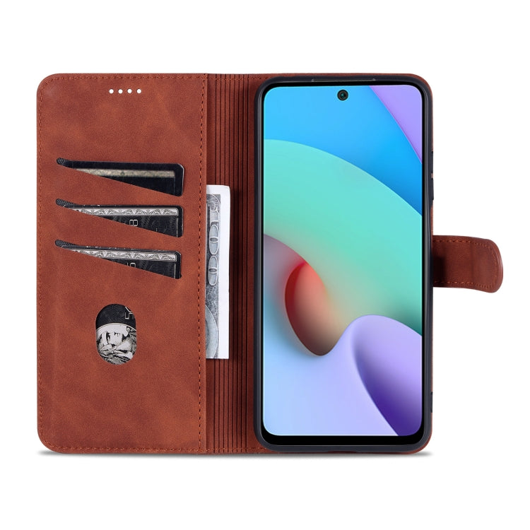 For Xiaomi Redmi Note 11 Pro Foreign Version AZNS Skin Feel Calf Texture Horizontal Flip Leather Phone Case(Brown)