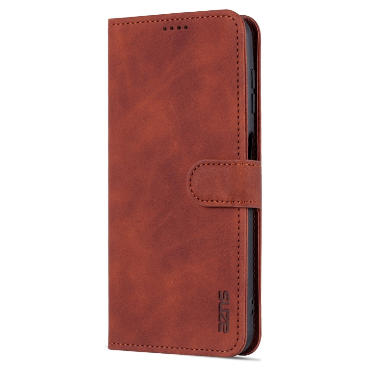 For Samsung Galaxy A13 4G AZNS Skin Feel Calf Texture Horizontal Flip Leather Phone Case(Brown)