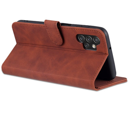 For Samsung Galaxy A13 4G AZNS Skin Feel Calf Texture Horizontal Flip Leather Phone Case(Brown)