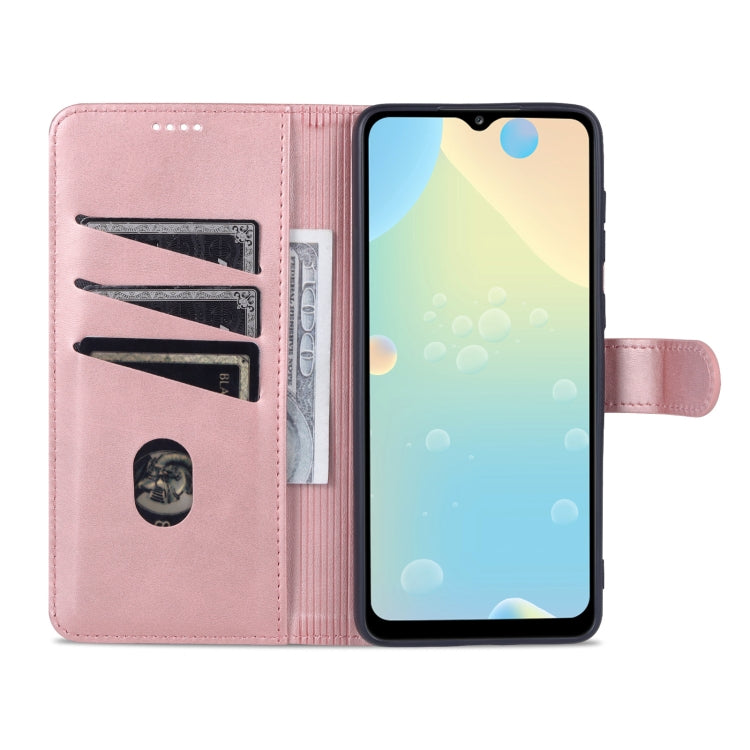 For Samsung Galaxy A33 5G AZNS Skin Feel Calf Texture Horizontal Flip Leather Phone Case(Rose Gold)