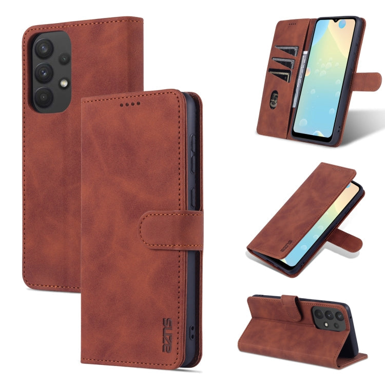 For Samsung Galaxy A53 5G AZNS Skin Feel Calf Texture Horizontal Flip Leather Phone Case(Brown)