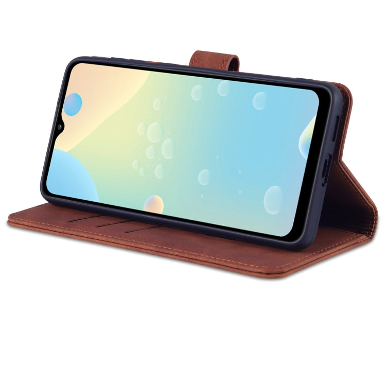 For Samsung Galaxy A53 5G AZNS Skin Feel Calf Texture Horizontal Flip Leather Phone Case(Brown)