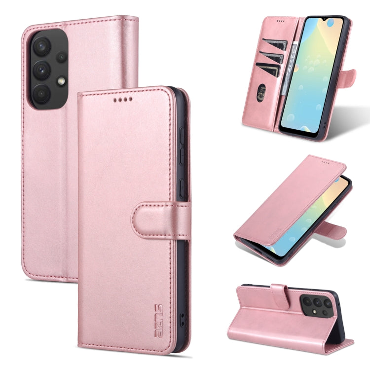 Pour Samsung Galaxy A53 5G AZNS Étui de téléphone en cuir à rabat horizontal texture veau (Or Rose)