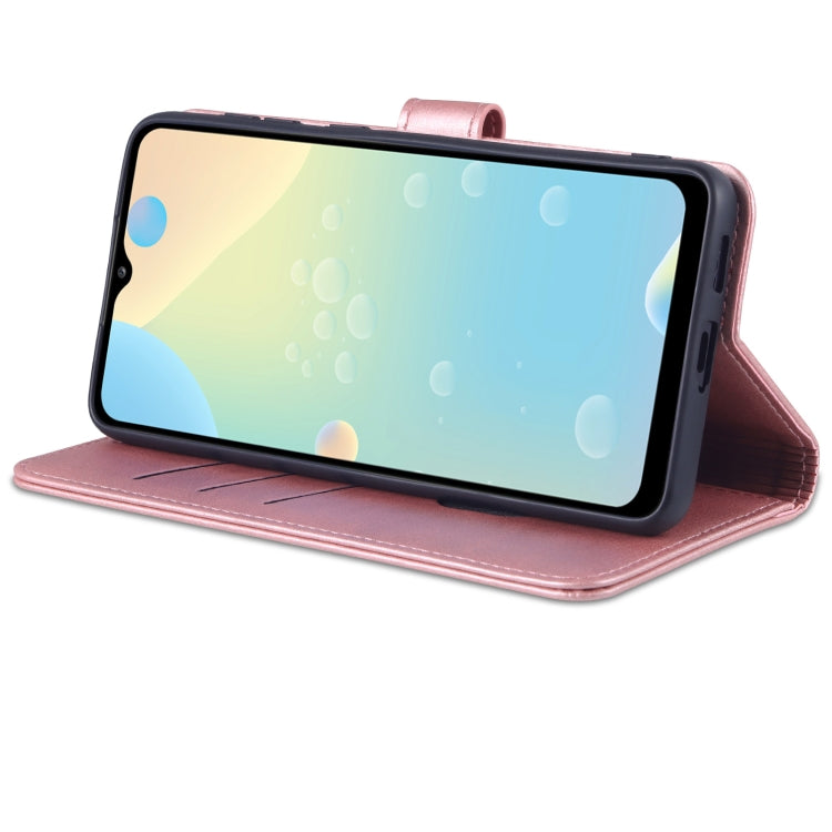 Pour Samsung Galaxy A53 5G AZNS Étui de téléphone en cuir à rabat horizontal texture veau (Or Rose)