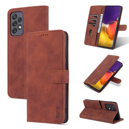 For Samsung Galaxy A73 5G AZNS Skin Feel Calf Texture Horizontal Flip Leather Phone Case(Brown)