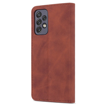 For Samsung Galaxy A73 5G AZNS Skin Feel Calf Texture Horizontal Flip Leather Phone Case(Brown)