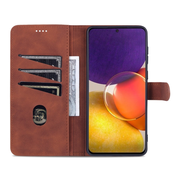 For Samsung Galaxy A73 5G AZNS Skin Feel Calf Texture Horizontal Flip Leather Phone Case(Brown)