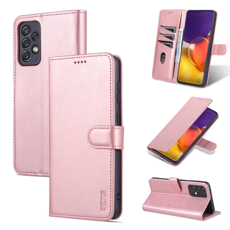 For Samsung Galaxy A73 5G AZNS Skin Feel Calf Texture Horizontal Flip Leather Phone Case(Rose Gold)