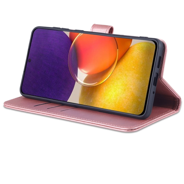 For Samsung Galaxy A73 5G AZNS Skin Feel Calf Texture Horizontal Flip Leather Phone Case(Rose Gold)
