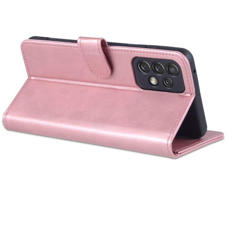 For Samsung Galaxy A73 5G AZNS Skin Feel Calf Texture Horizontal Flip Leather Phone Case(Rose Gold)