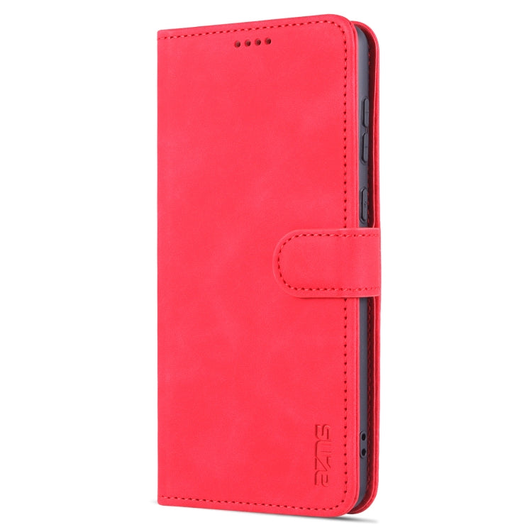 Pour Samsung Galaxy A73 5G AZNS Étui de téléphone en cuir à rabat horizontal avec texture de veau, toucher doux (Rouge)