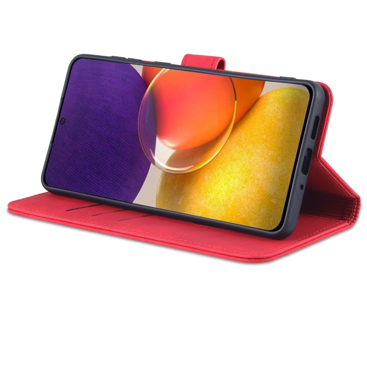 Pour Samsung Galaxy A73 5G AZNS Étui de téléphone en cuir à rabat horizontal avec texture de veau, toucher doux (Rouge)