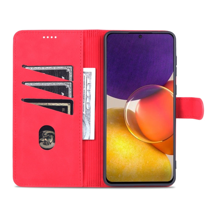 Pour Samsung Galaxy A73 5G AZNS Étui de téléphone en cuir à rabat horizontal avec texture de veau, toucher doux (Rouge)