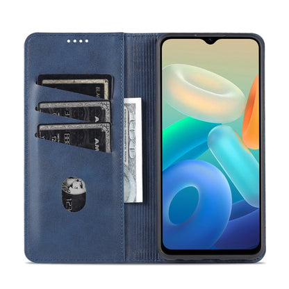 For vivo Y76s / Y74s AZNS Magnetic Calf Texture Leather Phone Case(Dark Blue)