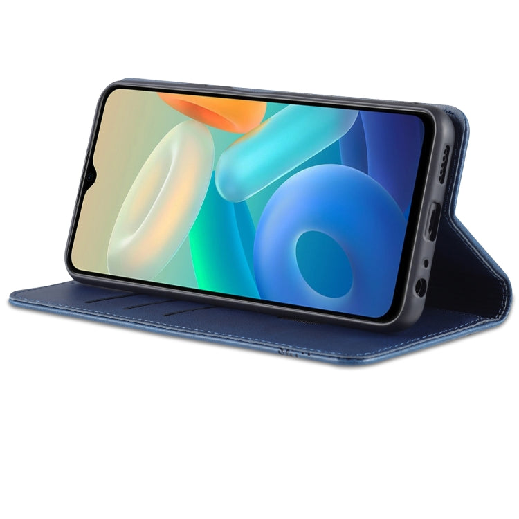 For vivo Y76s / Y74s AZNS Magnetic Calf Texture Leather Phone Case(Dark Blue)