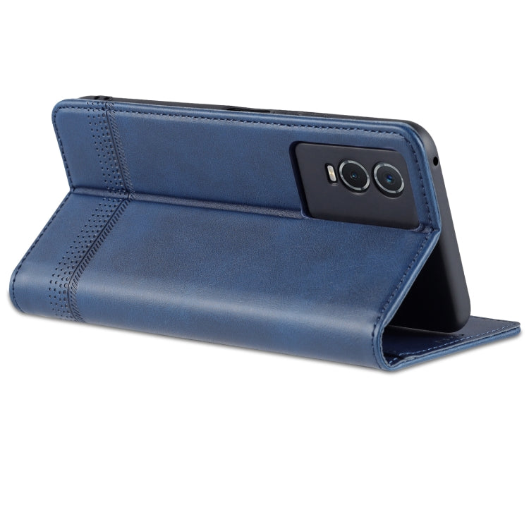 For vivo Y76s / Y74s AZNS Magnetic Calf Texture Leather Phone Case(Dark Blue)