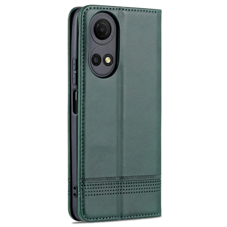 For Honor Play 30 Plus AZNS Magnetic Calf Texture Leather Phone Case(Dark Green)
