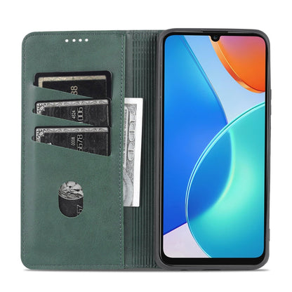 For Honor Play 30 Plus AZNS Magnetic Calf Texture Leather Phone Case(Dark Green)