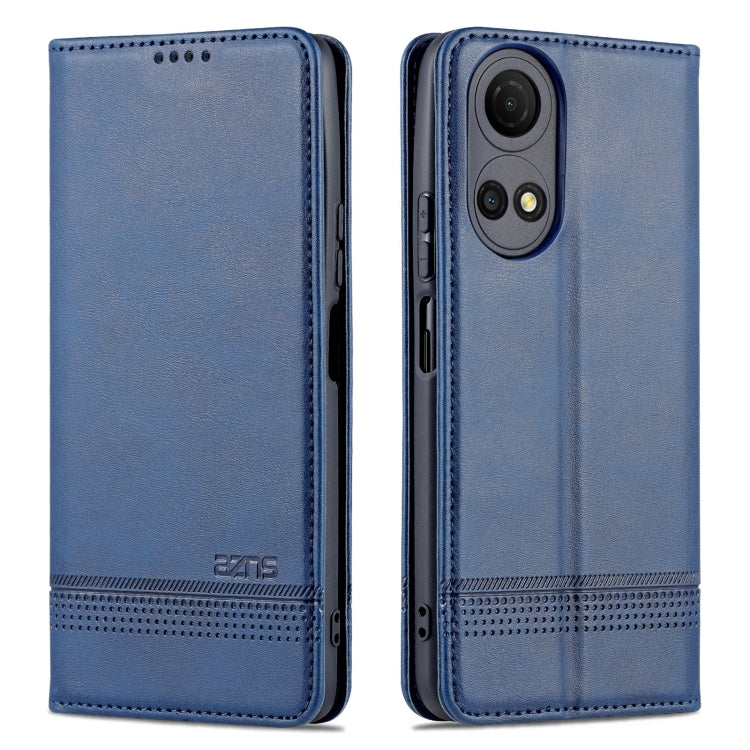 For Honor Play 30 Plus AZNS Magnetic Calf Texture Leather Phone Case(Dark Blue)