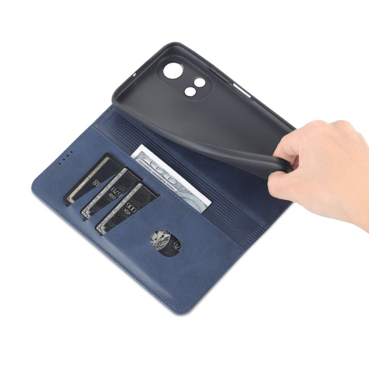 For Honor Play 30 Plus AZNS Magnetic Calf Texture Leather Phone Case(Dark Blue)