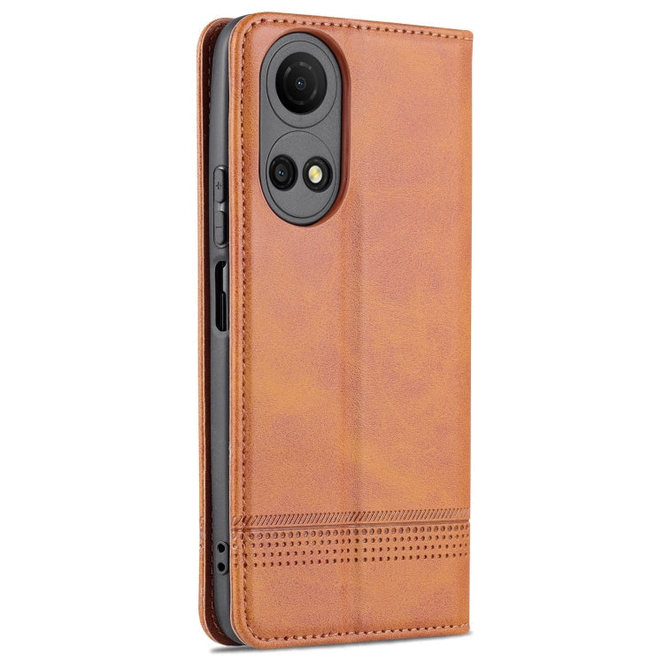 For Honor Play 30 Plus AZNS Magnetic Calf Texture Leather Phone Case(Light Brown)