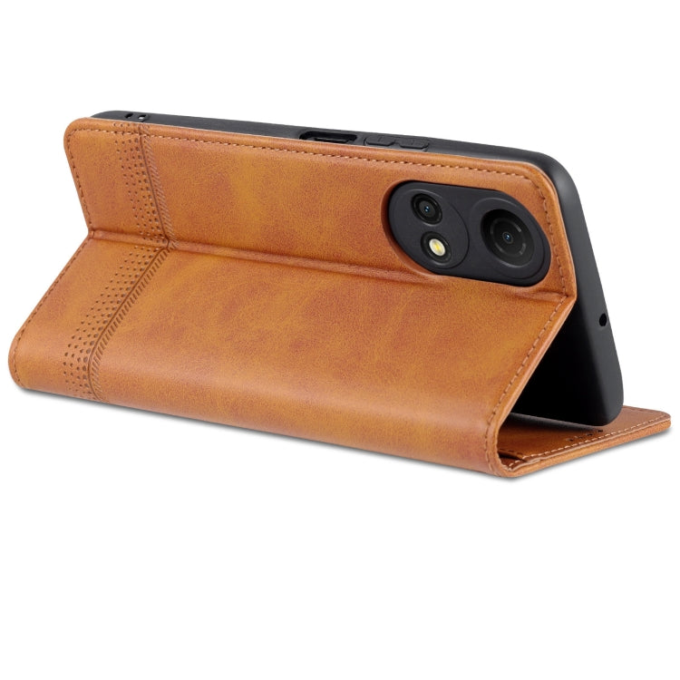 For Honor Play 30 Plus AZNS Magnetic Calf Texture Leather Phone Case(Light Brown)