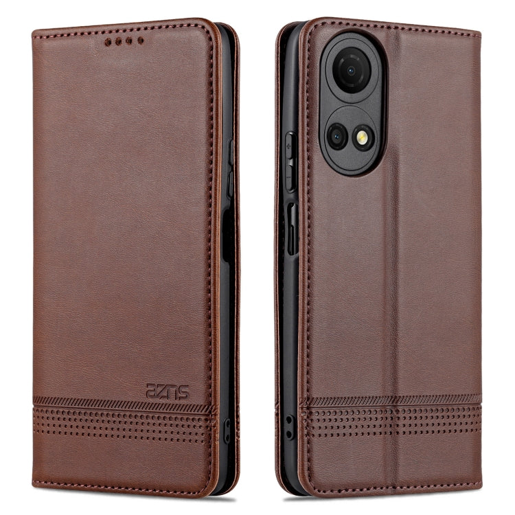 For Honor Play 30 Plus AZNS Magnetic Calf Texture Leather Phone Case(Dark Brown)