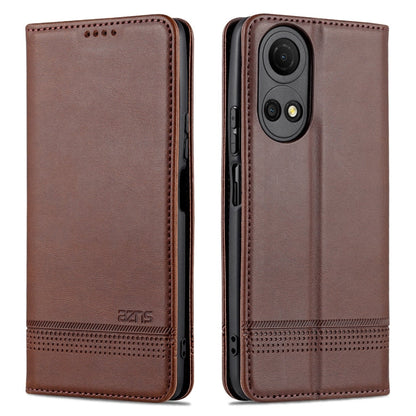 For Honor Play 30 Plus AZNS Magnetic Calf Texture Leather Phone Case(Dark Brown)