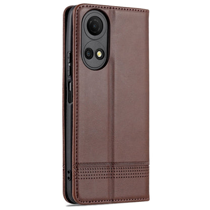 For Honor Play 30 Plus AZNS Magnetic Calf Texture Leather Phone Case(Dark Brown)