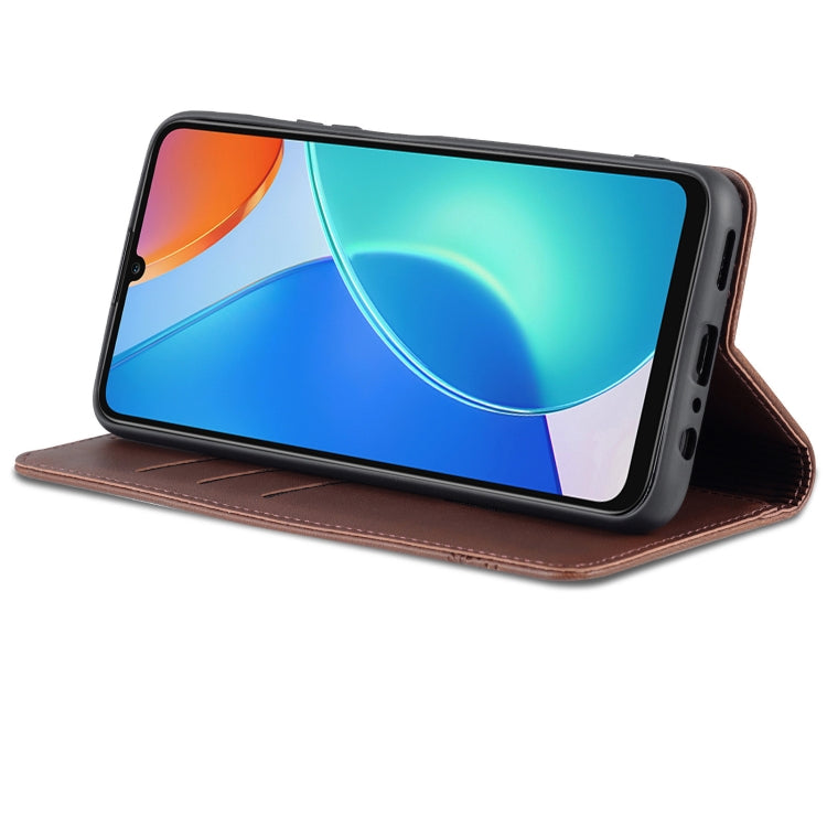 For Honor Play 30 Plus AZNS Magnetic Calf Texture Leather Phone Case(Dark Brown)