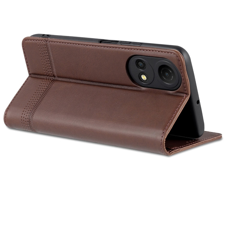 For Honor Play 30 Plus AZNS Magnetic Calf Texture Leather Phone Case(Dark Brown)