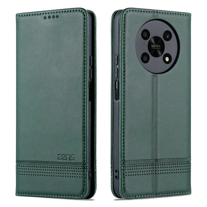 For Honor X30 AZNS Magnetic Calf Texture Leather Phone Case(Dark Green)