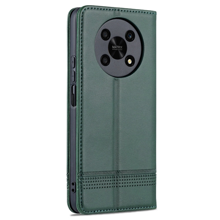 For Honor X30 AZNS Magnetic Calf Texture Leather Phone Case(Dark Green)