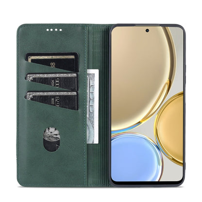 For Honor X30 AZNS Magnetic Calf Texture Leather Phone Case(Dark Green)