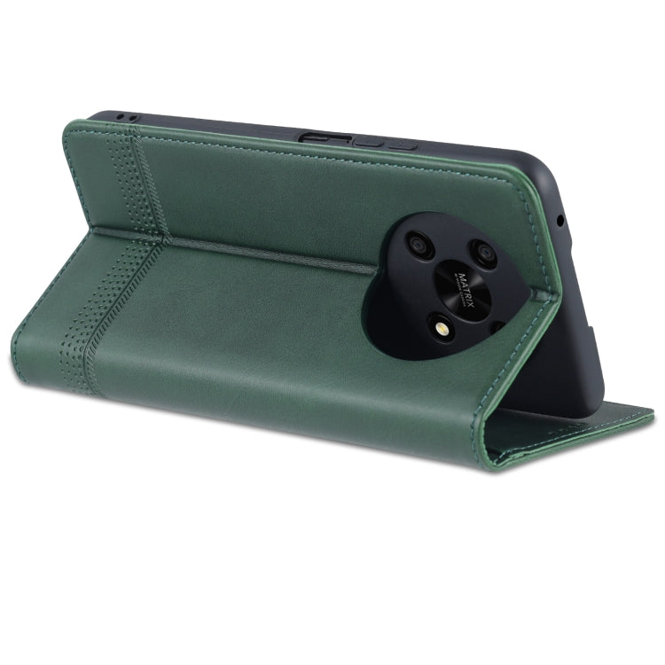 For Honor X30 AZNS Magnetic Calf Texture Leather Phone Case(Dark Green)