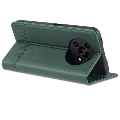 For Honor X30 AZNS Magnetic Calf Texture Leather Phone Case(Dark Green)