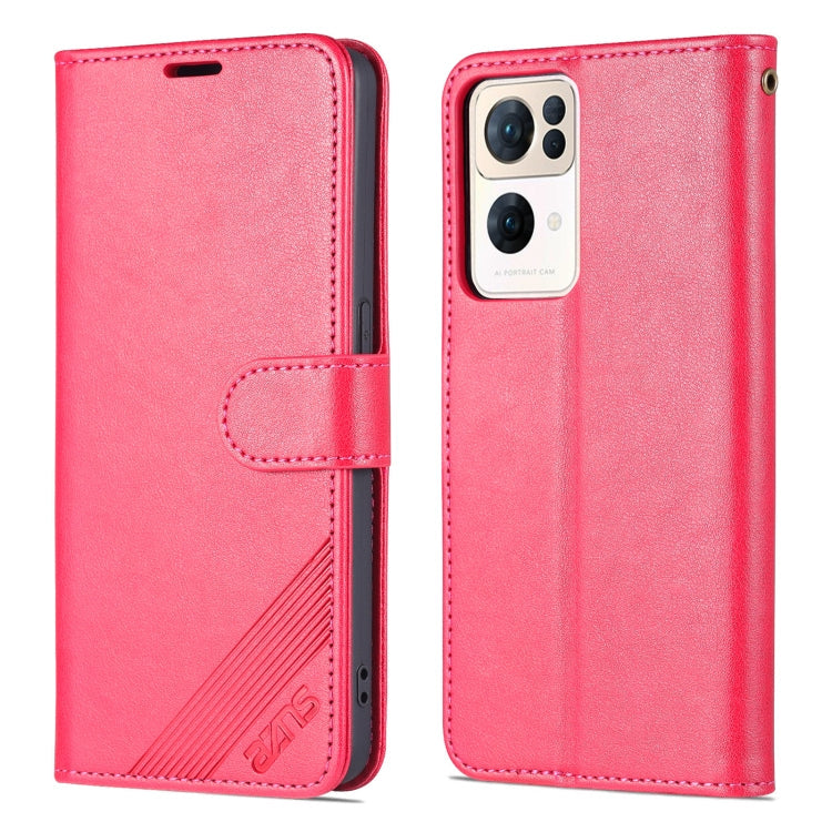 For OPPO Reno7 Pro 5G AZNS Sheepskin Texture Flip Leather Phone Case(Red)