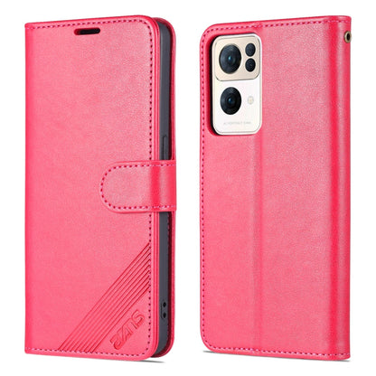 For OPPO Reno7 Pro 5G AZNS Sheepskin Texture Flip Leather Phone Case(Red)