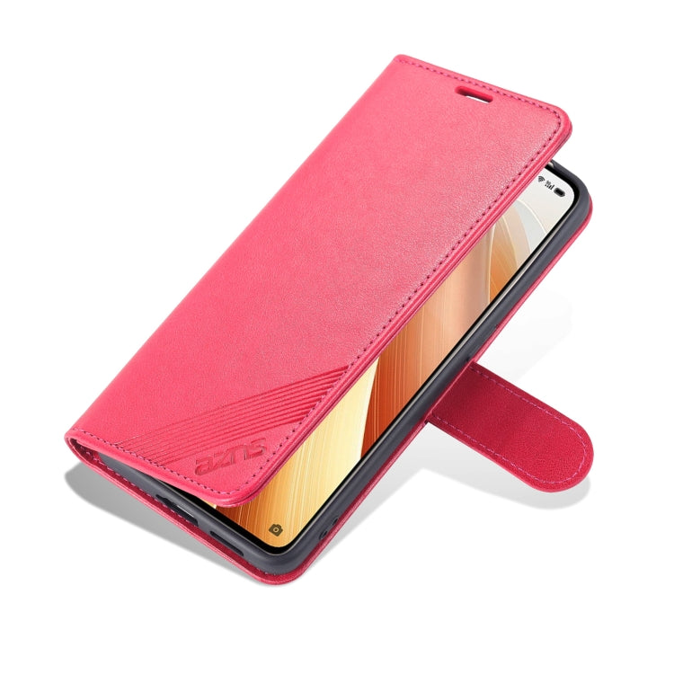 For OPPO Reno7 Pro 5G AZNS Sheepskin Texture Flip Leather Phone Case(Red)