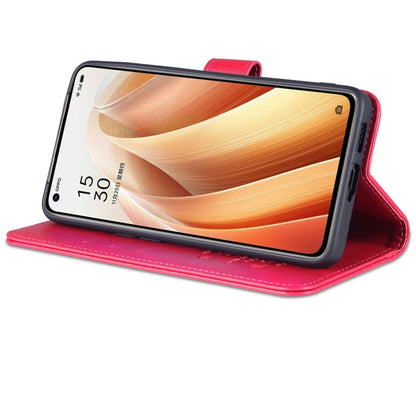For OPPO Reno7 Pro 5G AZNS Sheepskin Texture Flip Leather Phone Case(Red)