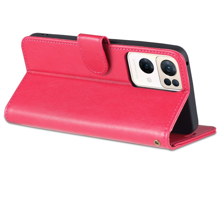 For OPPO Reno7 Pro 5G AZNS Sheepskin Texture Flip Leather Phone Case(Red)