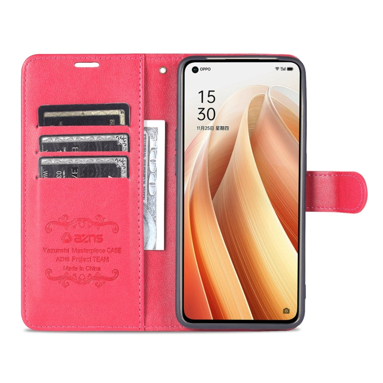 For OPPO Reno7 Pro 5G AZNS Sheepskin Texture Flip Leather Phone Case(Red)