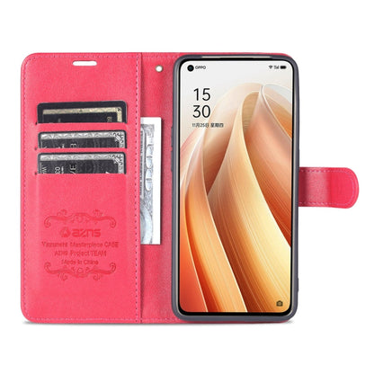 For OPPO Reno7 Pro 5G AZNS Sheepskin Texture Flip Leather Phone Case(Red)
