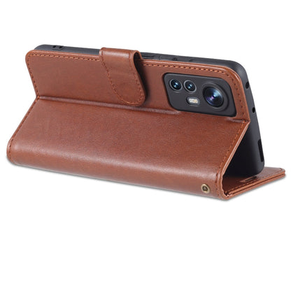 Pour Xiaomi 12 5G Étui de téléphone en cuir à rabat texture peau de mouton AZNS (marron)