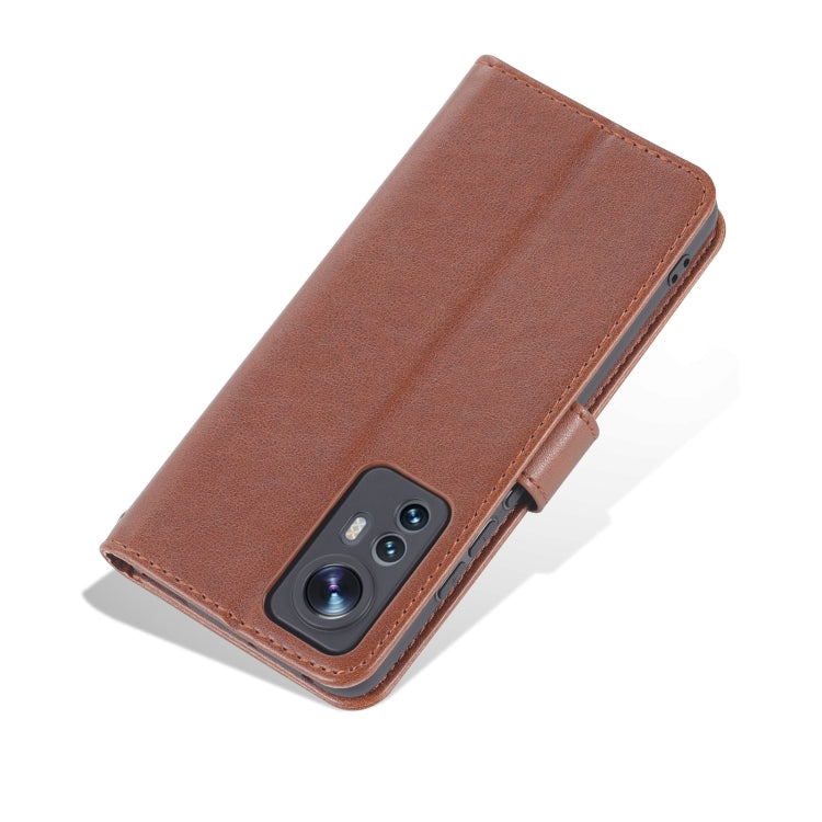 Pour Xiaomi 12 5G Étui de téléphone en cuir à rabat texture peau de mouton AZNS (marron)